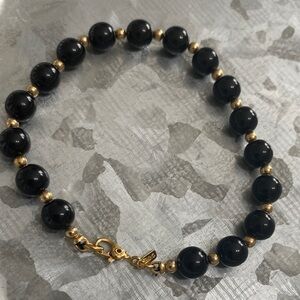 Vintage Black and Gold Beaded Bracelet